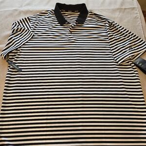 Nike Men's Black and White Striped Polo Golf Shirt 2XL